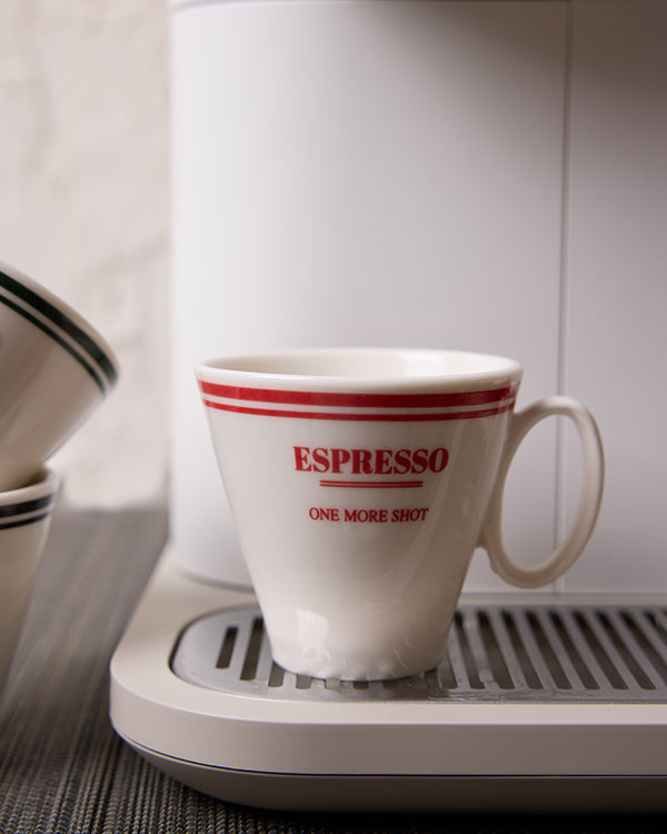 One More Shot Red Üzeri Yazılı 2' li Porselen Espresso Kahve Fincanı 80 ml - Kırmızı
