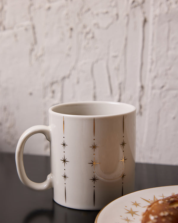 Stella Gerçek Altın Yaldızlı Işıltılı Porselen Kupa 340 ml