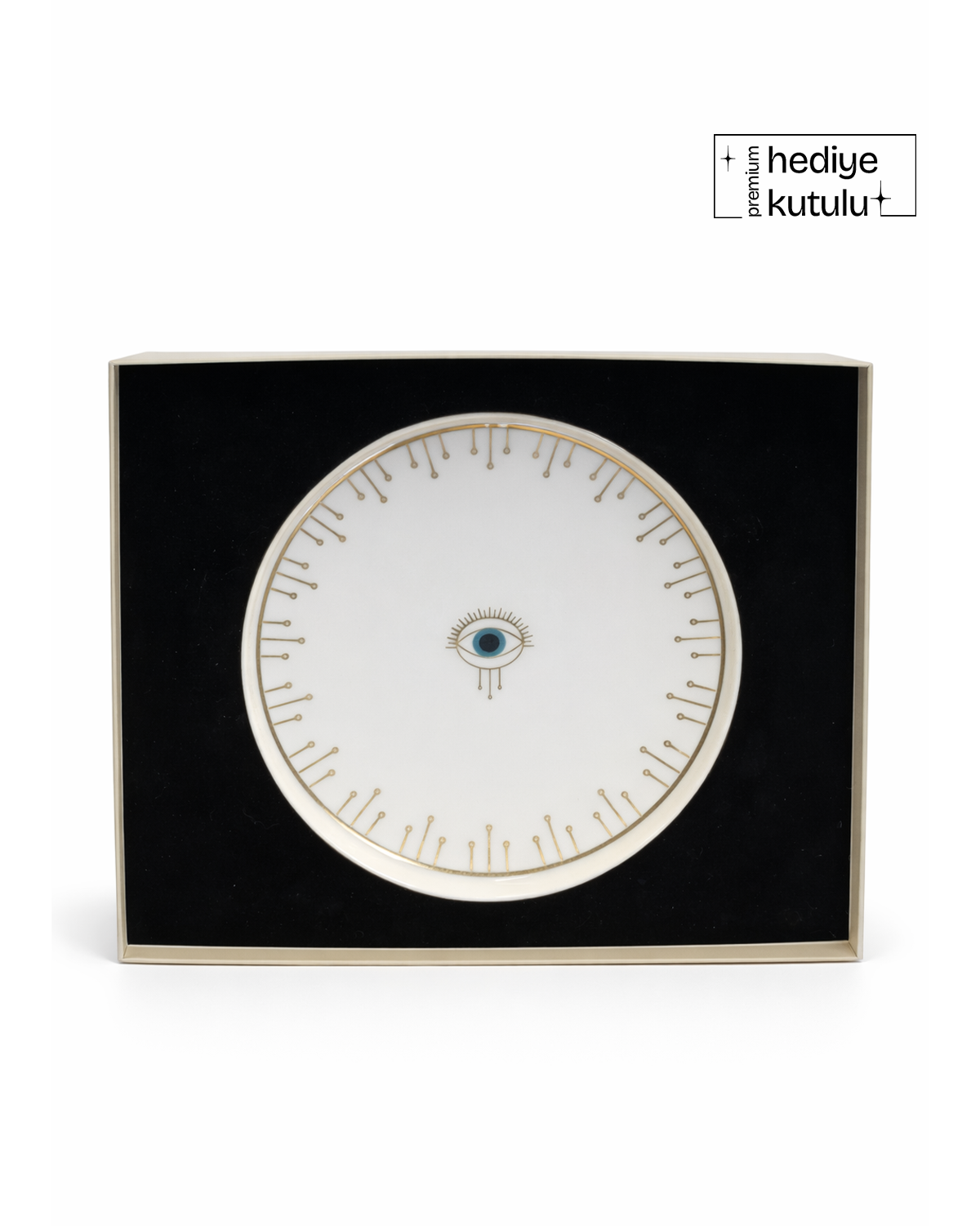 Evil Eye Gerçek Altın Yaldızlı Nazar Gözlü 4' lü Porselen Pasta Tabağı 21 cm