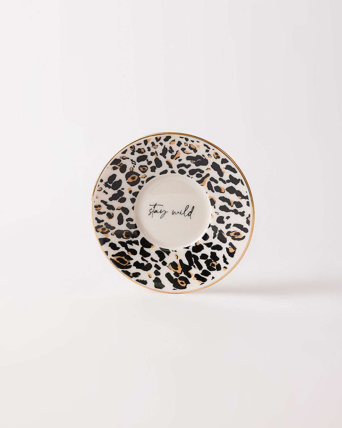Leopard Luxe Gerçek Altın Yaldızlı Leopar Desenli 4 Parça 2 Kişilik Porselen Kahve Fincan Takımı 90 ml