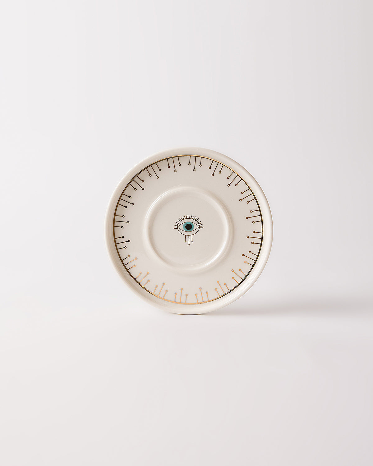 Evil Eye Gerçek Altın Yaldızlı Nazar Gözlü 4 Parça 2 Kişilik Porselen Kahve Fincan Takımı 100 ml