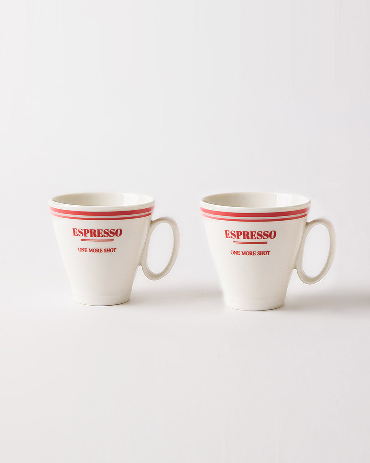 One More Shot Red Üzeri Yazılı 2' li Porselen Espresso Kahve Fincanı 80 ml - Kırmızı