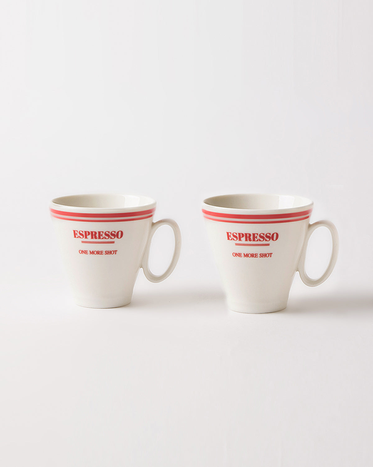 One More Shot Red Üzeri Yazılı 2' li Porselen Espresso Kahve Fincanı 80 ml - Kırmızı