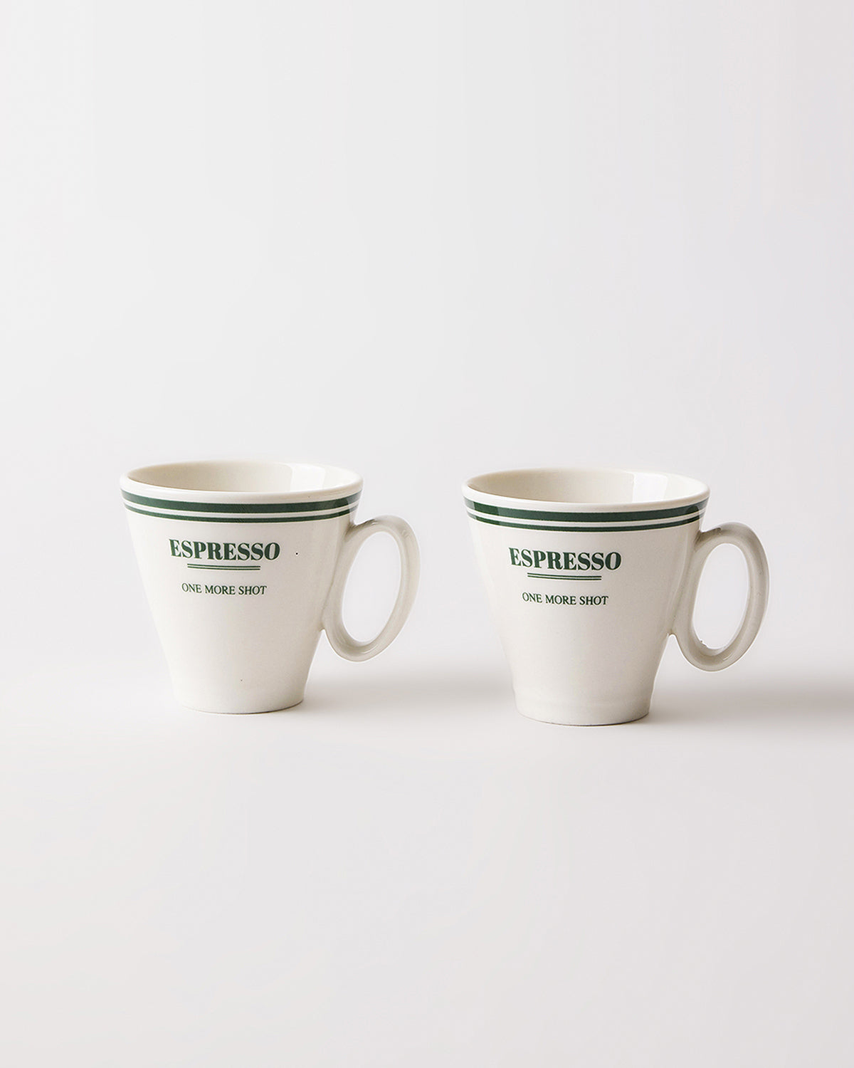 One More Shot Green Üzeri Yazılı 2 Parça Porselen Espresso Kahve Fincanı 80 ml - Yeşil