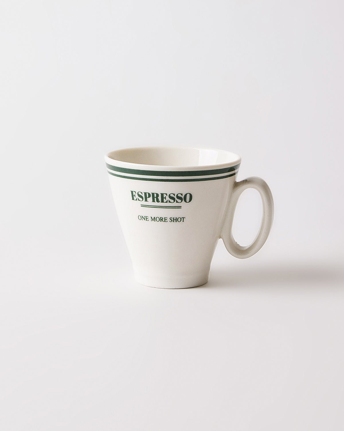 One More Shot Green Üzeri Yazılı 2 Parça Porselen Espresso Kahve Fincanı 80 ml - Yeşil