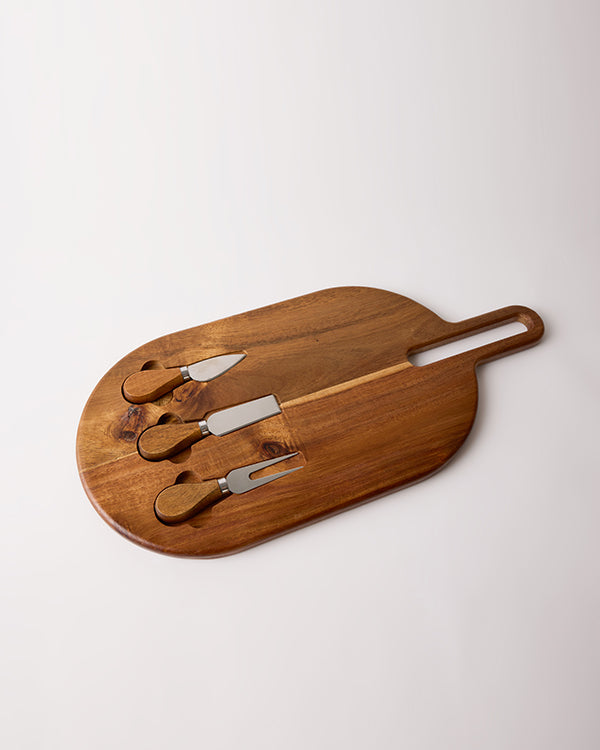 Selected Gerçek Akasya Ağacı Kulplu Peynir Şarküteri Sunum Tahtası 47 cm