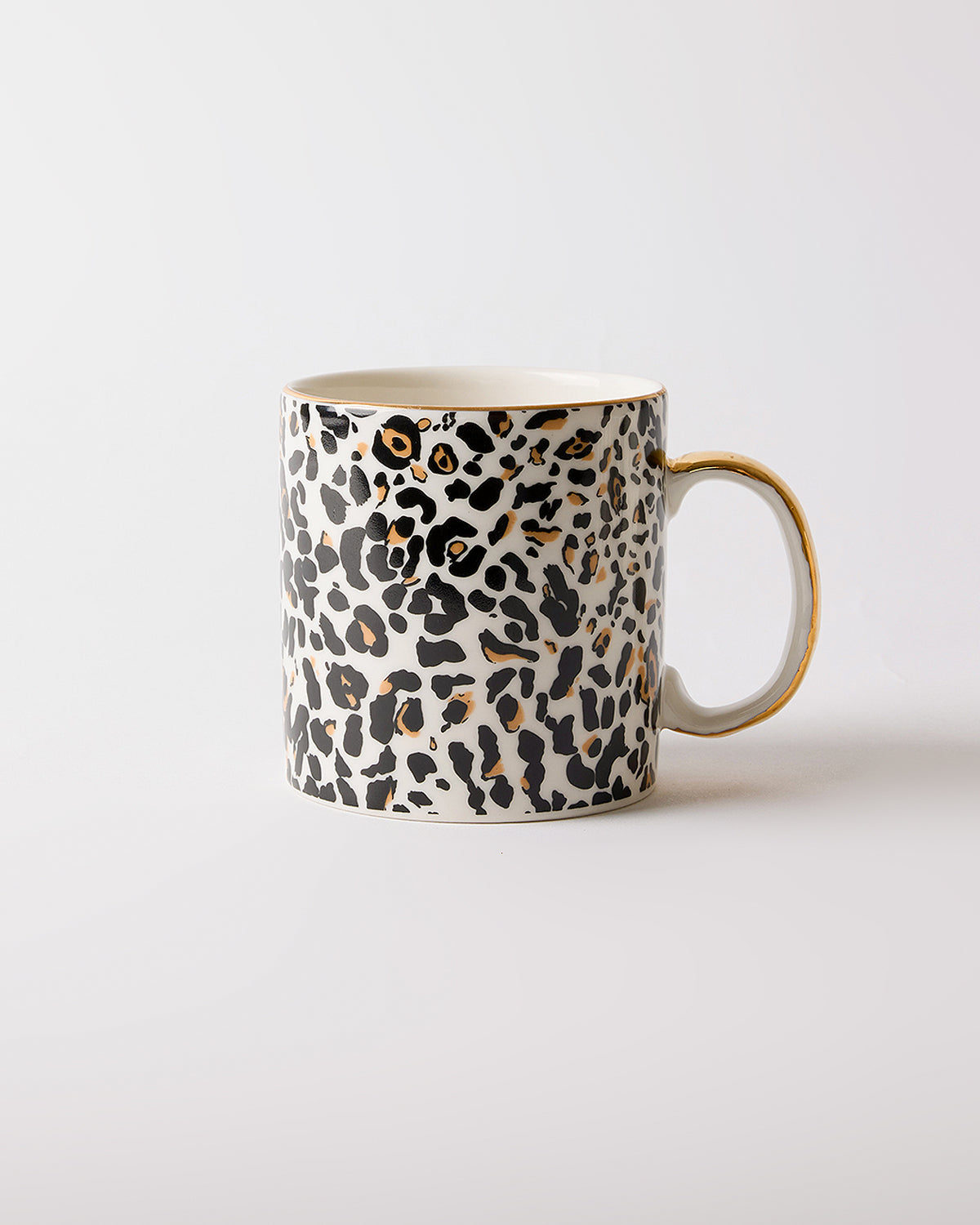 Leopard Luxe Gerçek Altın Yaldızlı Leopar Desenli Porselen Kupa 340 ml