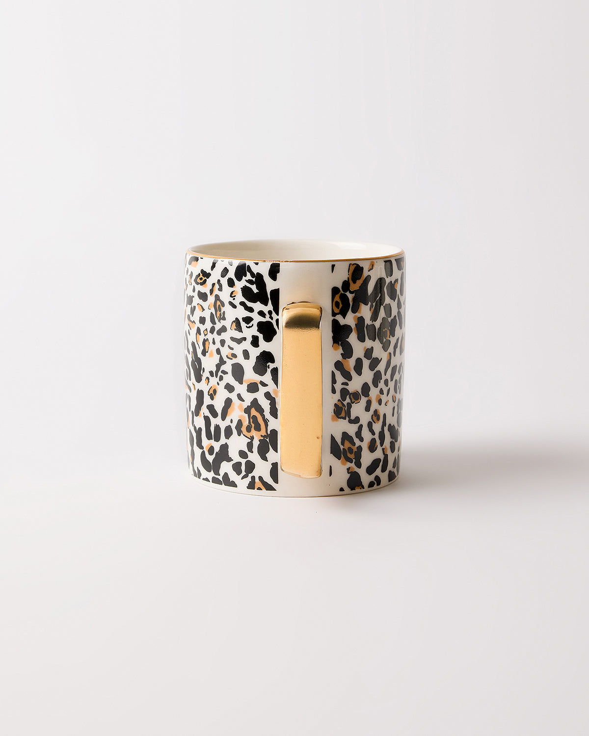 Leopard Luxe Gerçek Altın Yaldızlı Leopar Desenli Porselen Kupa 340 ml