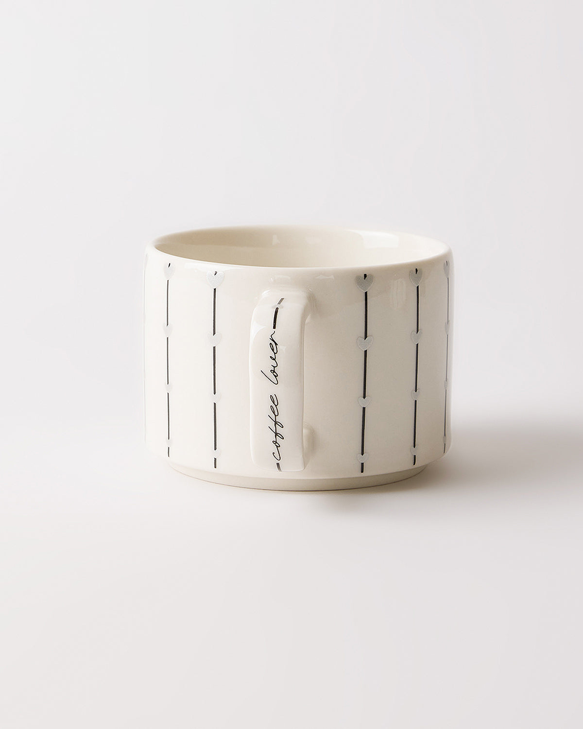 Coffee Lover Çizgili ve Yazılı Porselen Kupa 220 ml