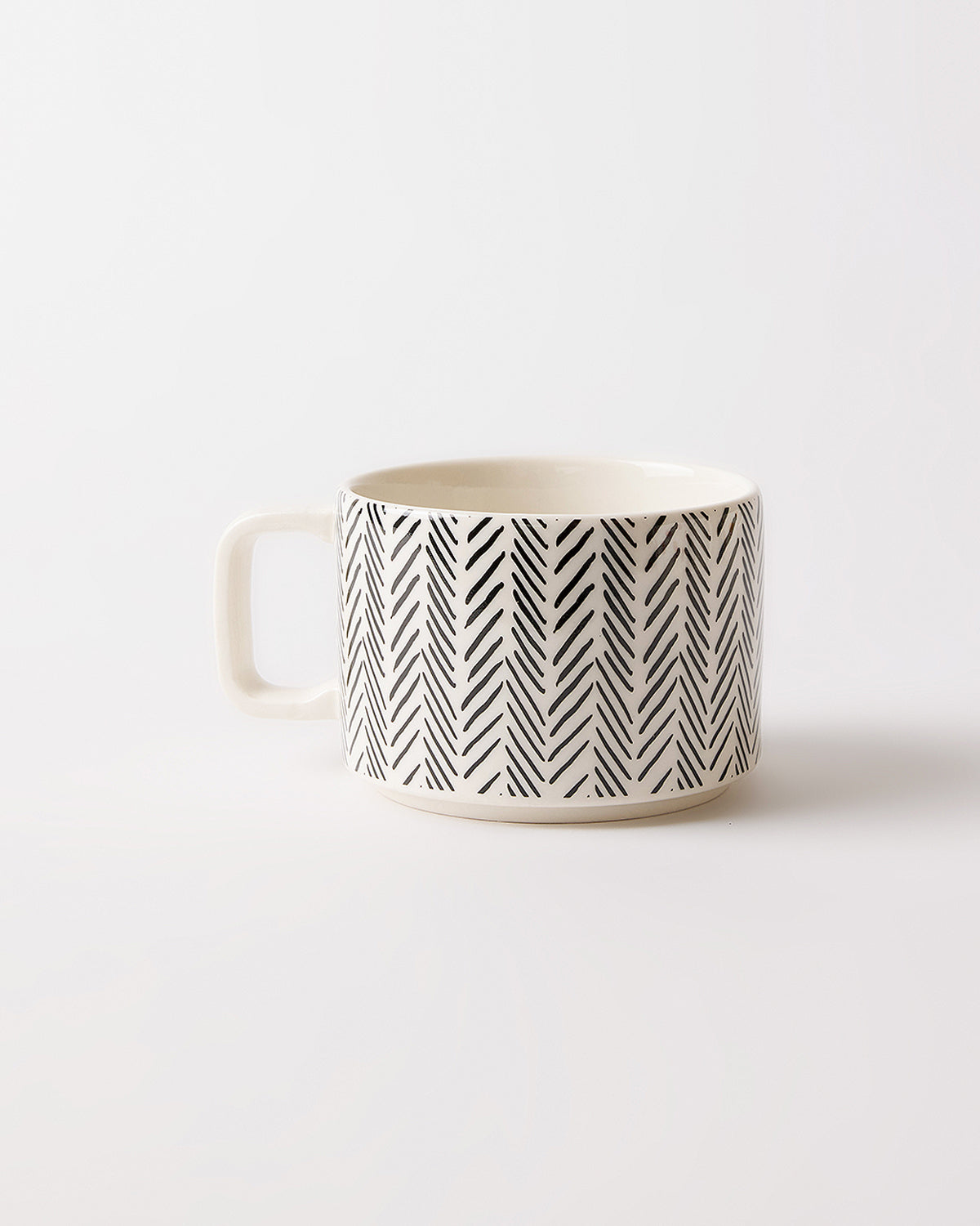 Monochrome Çizgili Porselen Kupa 220 ml