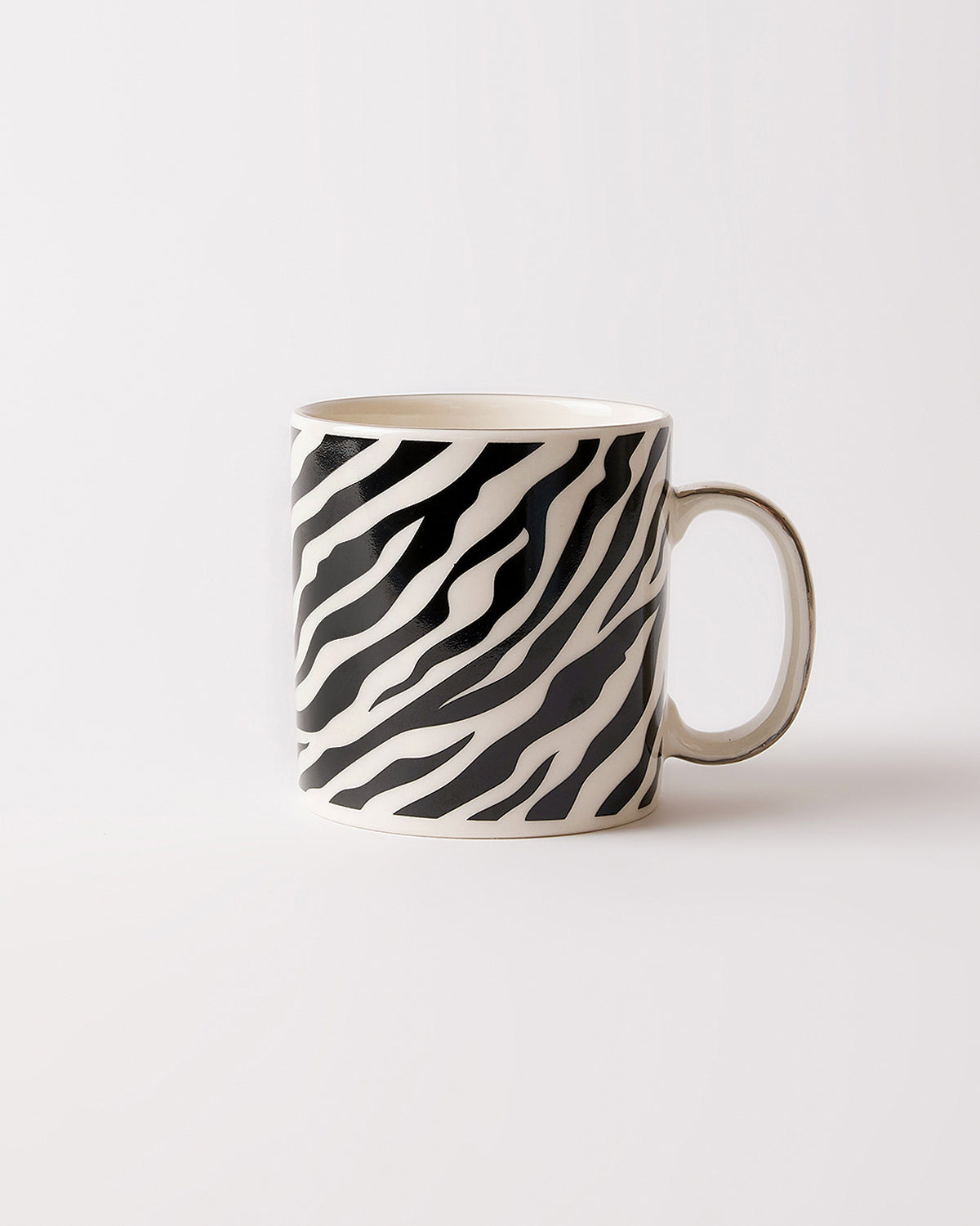 Zebras Desenli Porselen Kupa 340 ml - Siyah Beyaz