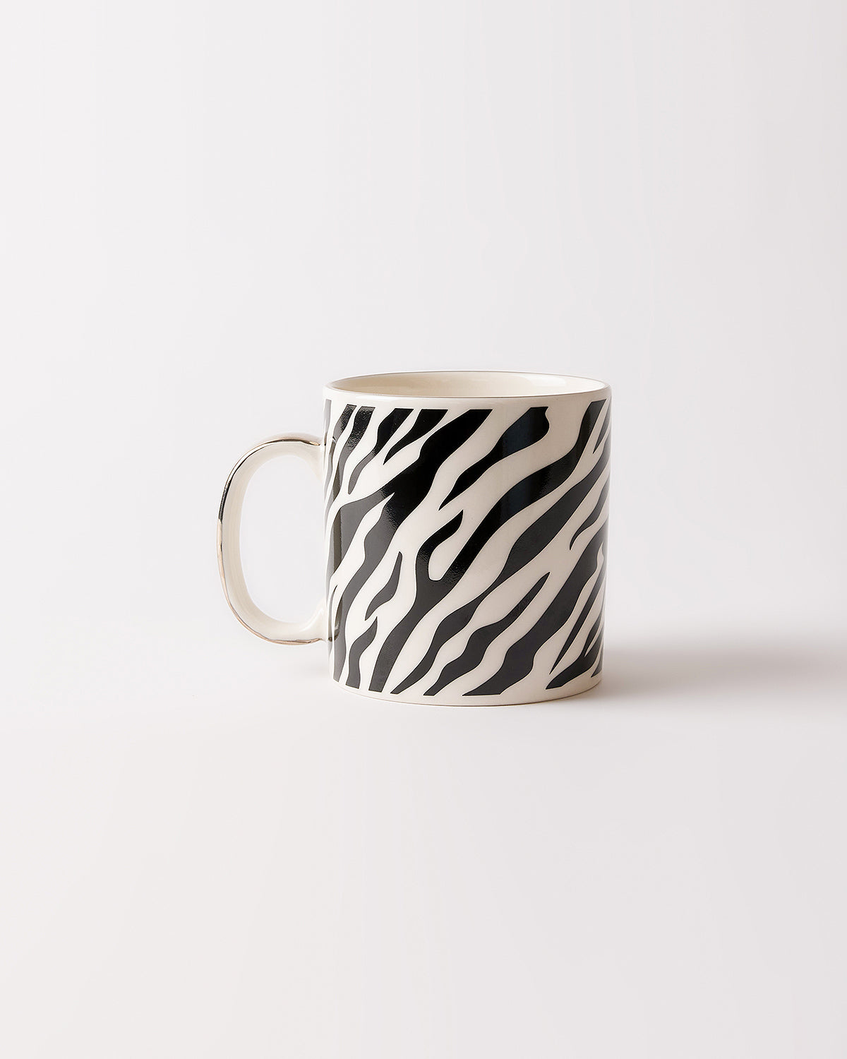 Zebras Desenli Porselen Kupa 340 ml - Siyah Beyaz