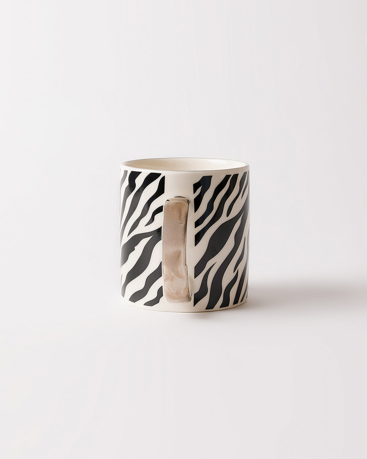 Zebras Desenli Porselen Kupa 340 ml - Siyah Beyaz