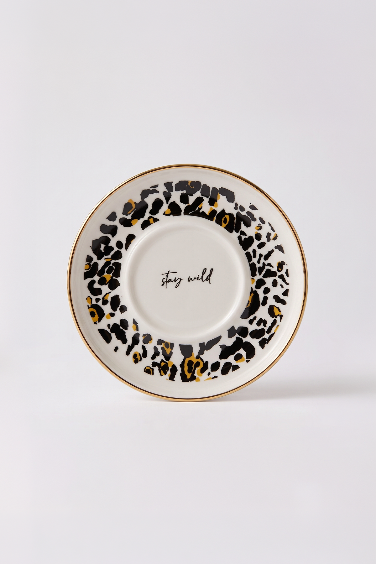 Leopard Luxe Gerçek Altın Yaldızlı Leopar Desenli 4 Parça 2 Kişilik Porselen Kahve Fincan Takımı 100 Ml