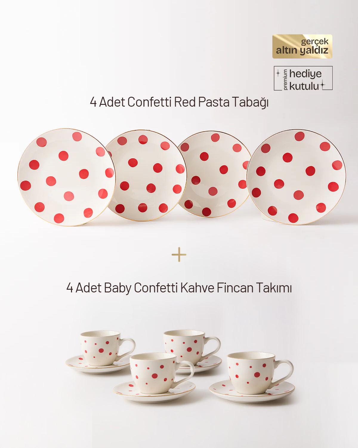 Confetti Red 12 Parça Pasta ve Kahve Seti