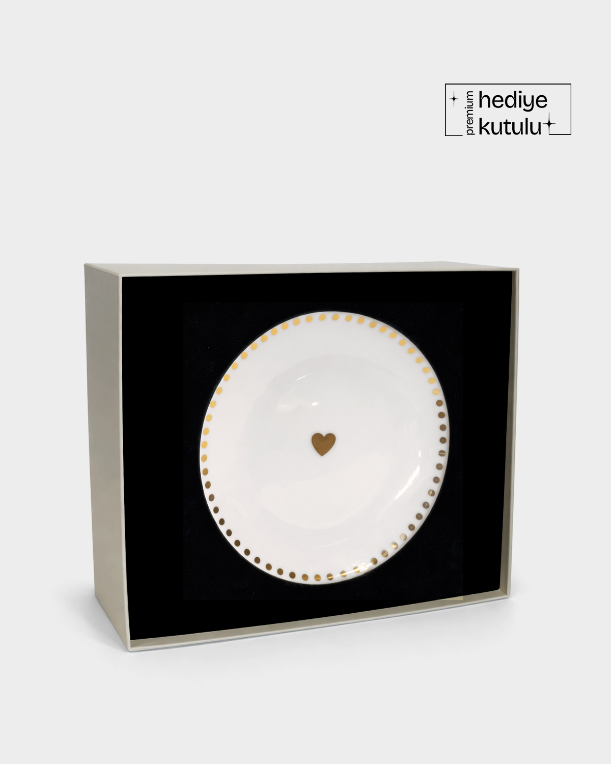 Dotted Hearts Gerçek Altın Yaldızlı Kalpli 4' lü Porselen Pasta Tabağı 20 cm