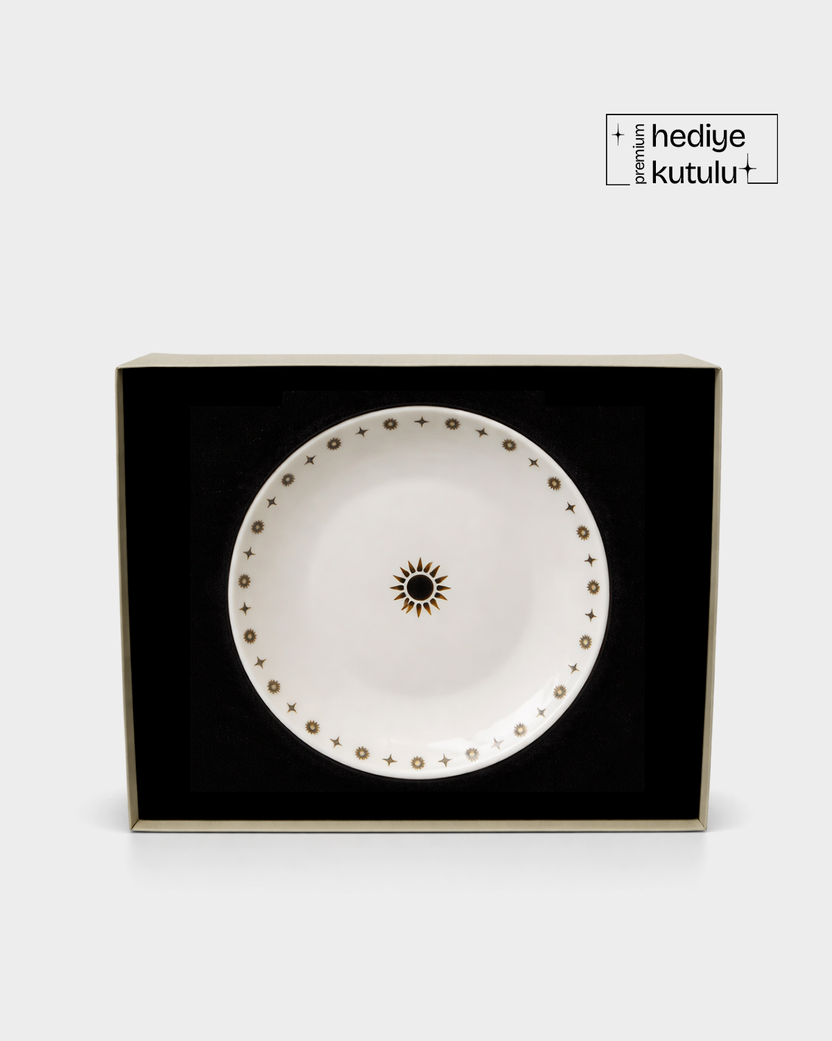 Eclipse Gerçek Altın Yaldızlı Gökyüzü Desenli 4' lü Porselen Pasta Tabağı 20 cm