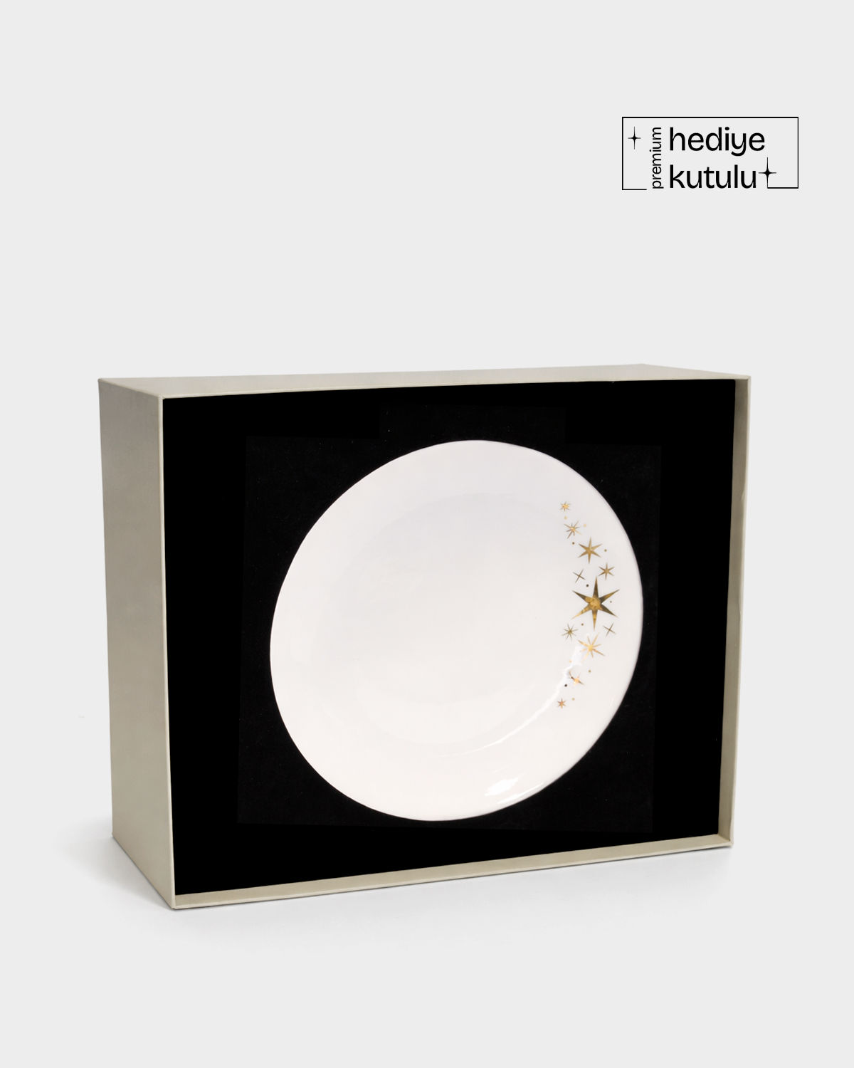 Sparkle Gerçek Altın Yaldızlı Yıldız Desenli 4' lü Porselen Pasta Tabağı 20 cm